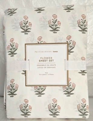 Sábana bajera Pottery Barn Teen Flower completa ajustada y plana, 2 fundas de almohada cálidas multicolores Foto 1 de 2