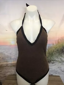 NWT Cupshe One Piece Swimsuit Size Large Brown Black Glitter - Picture 1 of 4