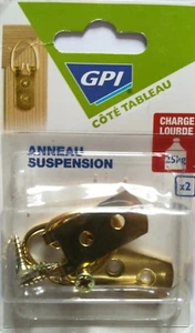 Lot de 2 Anneaux Suspension pour Cadres Charge Lourdes 25 kg Laitonné GPI - Picture 1 of 2