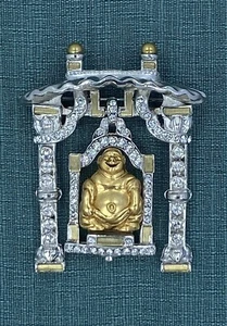 I Am Edgar Berebi My Vintage Golden Laughing Buddha brooch pin Never Worn