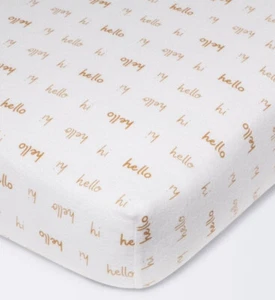 Sábana Ajustable Cuna Franela Cloud Island 100% Algodón Hi Hello Neutro Bebé - Imagen 1 de 4