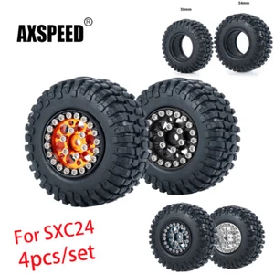 4x 1:24 1.0" Beadlock Wheels Rims & Tires for RC Axial SCX24 90081 AXI00001/2/4 - Picture 1 of 16