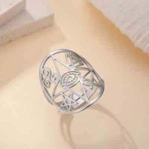 Anillo Amuleto Mal de Ojo Acero Inoxidable Cruz Ankh Estrella de David Símbolo Joyería - Imagen 1 de 8