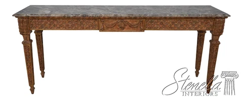 60788EC: Italian Marble Top Gold Gilt Carved Wood Console Table Cover