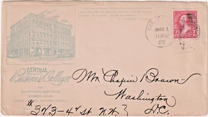 Denver Colo 1895 duplex 3 cancel illust advt CENTRAL BUSINESS COLLEGE (g371) - Picture 1 of 2