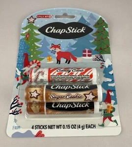 CHAPSTICK Natale Confezione da 4 NUOVI Biscotti Zucchero Full Size Cioccolata Calda - Foto 1 di 6
