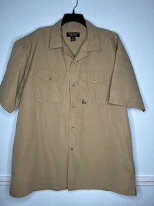 Veezo Wear Jersey Mens 2XL Vintage Y2K Hip Hop Brown Khaki Safari Shirt Pockets - Picture 1 of 4