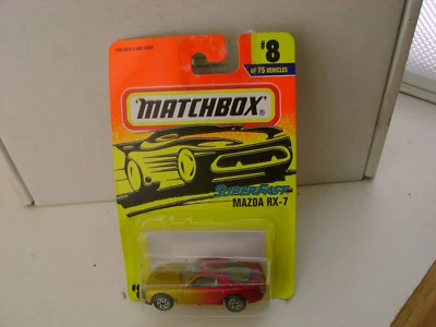 Matchbox Superfast #8 Mazda RX7 1996 rojo dorado nuevo en tarjeta Foto 1 de 2