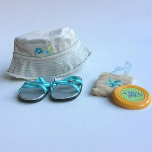 American Girl Doll Fun in the Sun Hat, Bag, Sandals and Frisbee - Picture 1 of 3