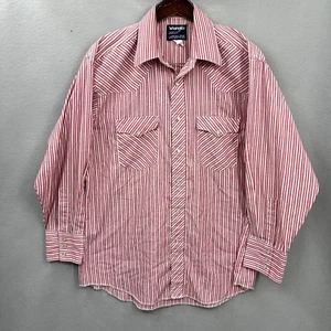 Camicia Wrangler Patriotic Western Cut Pearl Snap da uomo L 16,5 33 taglio cowboy a righe - Foto 1 di 14