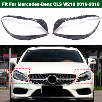 Par de cubiertas de faros pantalla de lente + pegamento para Mercedes-Benz CLS W218 2016-2018 Foto 1 de 4