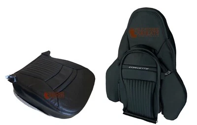 2001 Chevy Corvette SPORT DRIVER Full Front Perforated Leather Seat Cover Blk - Image 1 of 4