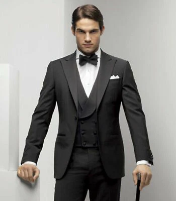 Men Dark Gray Suits Designer Wedding Dinner Casual Suits (Jacket+Vest+Pants) - Image 1 of 3