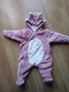 M&Co Baby Girl Cat Pink Pramsuit, Feet And Mittens - Picture 1 of 5