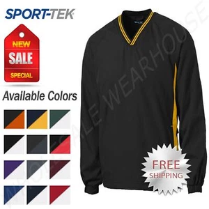 Sport Tek Mens Tipped V Neck Pullover Golf Wind Shirt Jacket M-JST62 - Picture 1 of 29