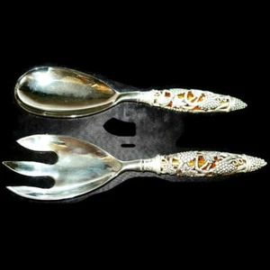 Godinger Grape Cluster Motif Salad Serving Fork & Spoon Set - Picture 1 of 5