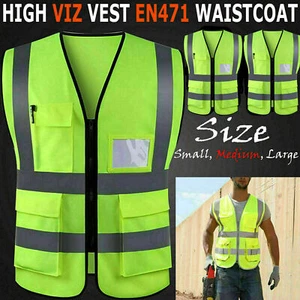 Gilet alta visibilità Hi Vis Viz con tasche per telefono e ID giallo - Foto 1 di 2