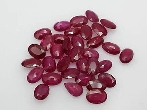 Rubí Suelto Natural Corte Ovalado 5*4mm Par de 2 piezas Origen Birmano Rojo Ajuste Térmico - Imagen 1 de 3