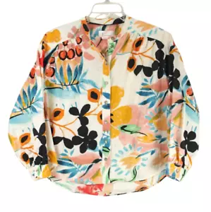 Camicia blusa Anthropologie Crisanta popeline donna XS floreale luminosa manica lunga - Foto 1 di 15