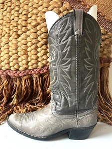 Acme Vintage Western Cowboy Gray Leather Cowboy Boots Mens Size 9 D  6069 - Picture 1 of 9