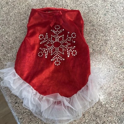 SIMPLY DOG RED "RHINESTONE SNOWFLAKE " CHRISTMAS TUTU DRESS Puppy/Dog SMALL - Image 1 of 4