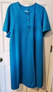 VESTIDO RECTO ROAMANS VINTAGE MUJER MANGA CORTA AZUL 3 BOTONES ELEGANTE TALLA 1XL - Imagen 1 de 2