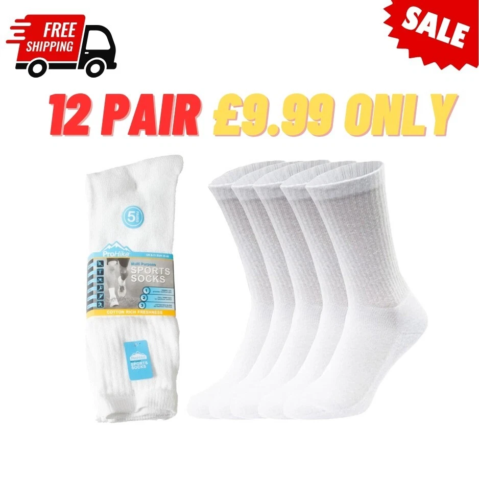 KK TRADERS 12Pairs Mens Sports Socks Cotton Rich Cushioned Everyday Crew Socks UK Size10-13