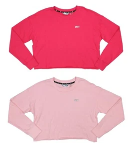 DKNY Sport Metallic Crew Neck Logo Crop-Length Women's Sweatshirt NWT - Picture 1 of 5