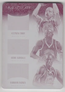 2013-14 Immaculate Stephen Curry Andre Iguodala Harrison Barnes Trios Plate 1/1 - Picture 1 of 2