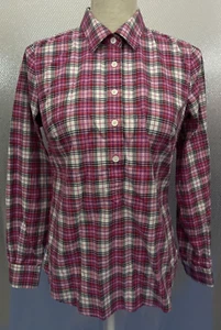 Camicia Popover Mezzo Bottone Vineyard Vines Donna Tg 6 Rosa Plaid Cotone Cashmere - Foto 1 di 4