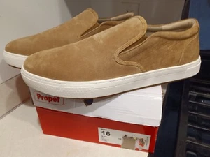 NIBx  Propet Kip Slip On Mens Beige Sneakers HTF SZ 16 Casual Shoe MCX074S Rare! - Picture 1 of 6