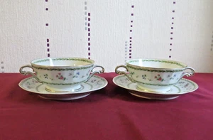 2 tasses a bouillon a soupe porcelaine de limoges Bernardaud modèle artois vert - Imagen 1 de 11