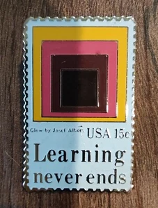 USPS Postage Stamp Learning Never Ends 15c Vintage Tack Pin Enamel Lapel Pin A15 - Picture 1 of 2