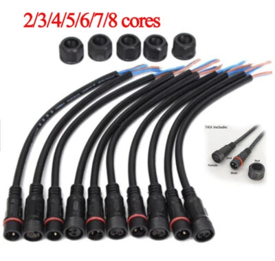 2Pin-8Pin Waterproof Cable Connector Male Female Kit For Outdoor LED Light Wire - Image 1 of 4