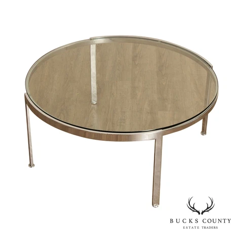 Post Modern Round Glass and Chrome Coffee Table Cover