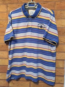 George Asda Mens Polo Top Blue Striped Size Lg Chest 42-44in (848a) - Picture 1 of 8
