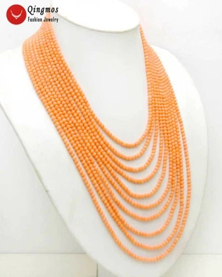 Collar redondo de coral rojo natural de 3-4 mm para mujer joyería gargantillas de 20 hilos de 18"" Foto 1 de 4