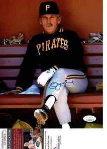 HOF'er Pittsburgh Pirates Jim Leyland autographed 8x10 photo JSA on bench - Picture 1 of 1