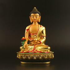 8.3" Tibet Tibetan Buddhism Resin Gild Sit Lotus Menla Medicine Buddha Statue药师佛