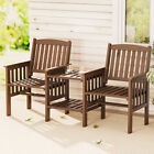 Outdoor Garden Bench Loveseat Wooden Table Chairs Patio Brown