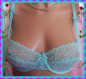 32A Blue Rose Lace 010-1410 MARIE JO HAUTE LINGERIE UW EU 70B/ FR 85B/UK 32B Bra - Picture 1 of 5