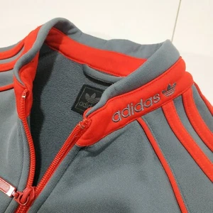 Giacca vintage Originals Adidas Seefeld 04 track grigio rosso cerniera intera taglia S foderata in pile - Foto 1 di 9