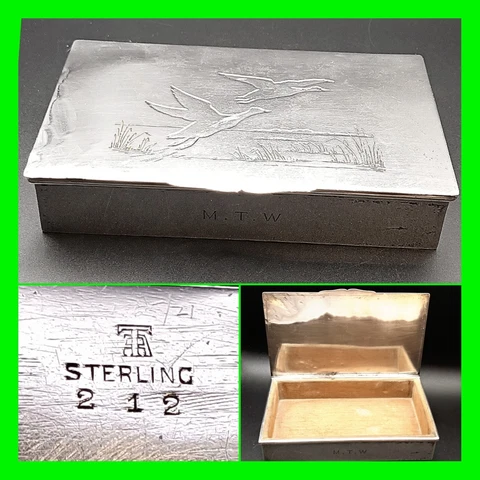Large 1940's Sterling Silver Cedar Lined Desk Top Cigar Box - Fully Hallmarked Cover