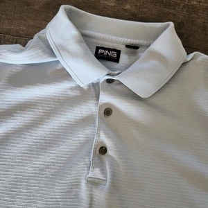 Ping Collection Golf Poloshirt Herren Large hellblau gerippt strukturiert Stretch - Bild 1 von 9