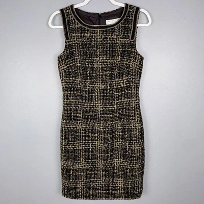 Vestido Trina Turk para mujer 2 mezcla de lana tweed funda marrón sin mangas preppy Foto 1 de 4