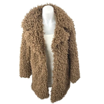 Chaqueta Suéter Zara Marrón Imitación Piel Cuello Manga Larga Rizado Peluche Talla XS Foto 1 de 4