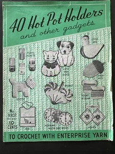 VTG 1940’s? Sugar & Cream Yarn Enterprise POTHOLDERS CROCHET Pot Holders Etc - Picture 1 of 21