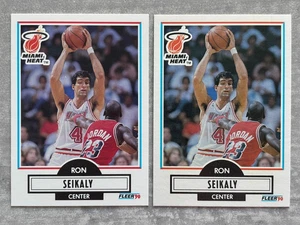 (2) 1990 Fleer RONY SEIKALY "Heat Flame" Error & Corrected Basketball Cards #102 - Bild 1 von 2