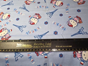 Hello Kitty Blue Flannel Craft Sewing Fabric OOP VTG 12" - Picture 1 of 2