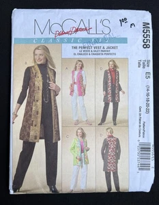 McCall's M5558 Misses Vest & Jacket w/Classic Fit 2007 Pattern size 14-22 Uncut - Picture 1 of 3